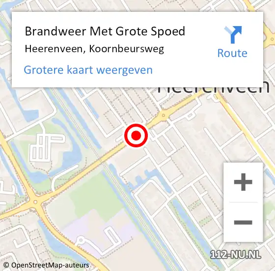 Locatie op kaart van de 112 melding: Brandweer Met Grote Spoed Naar Heerenveen, Koornbeursweg op 12 oktober 2019 07:56