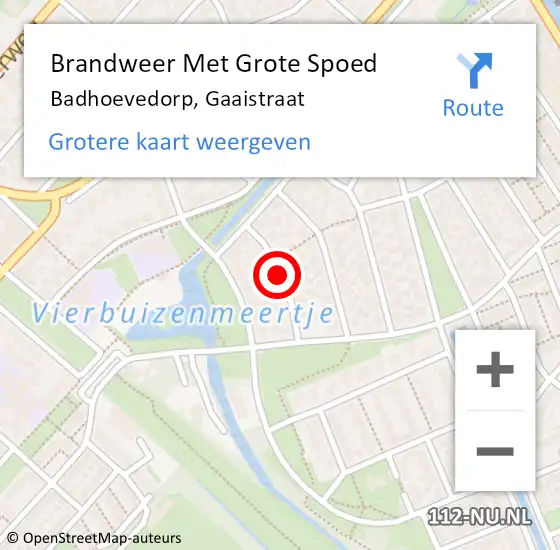 Locatie op kaart van de 112 melding: Brandweer Met Grote Spoed Naar Badhoevedorp, Gaaistraat op 12 oktober 2019 08:26