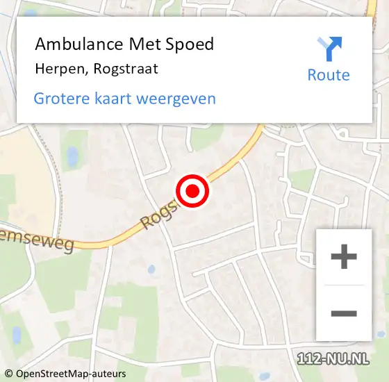 Locatie op kaart van de 112 melding: Ambulance Met Spoed Naar Herpen, Rogstraat op 12 oktober 2019 09:25