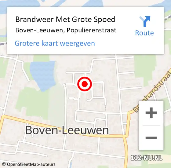 Locatie op kaart van de 112 melding: Brandweer Met Grote Spoed Naar Boven-Leeuwen, Populierenstraat op 12 oktober 2019 10:29