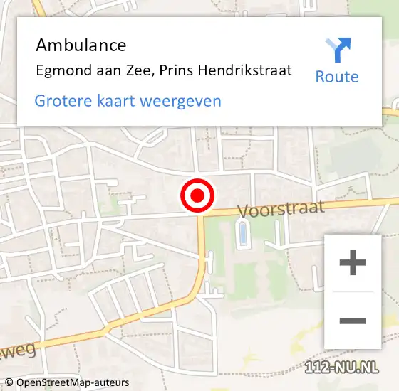 Locatie op kaart van de 112 melding: Ambulance Egmond aan Zee, Prins Hendrikstraat op 12 oktober 2019 10:34