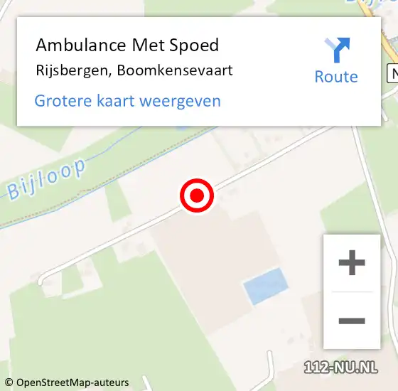 Locatie op kaart van de 112 melding: Ambulance Met Spoed Naar Rijsbergen, Boomkensevaart op 12 oktober 2019 11:02