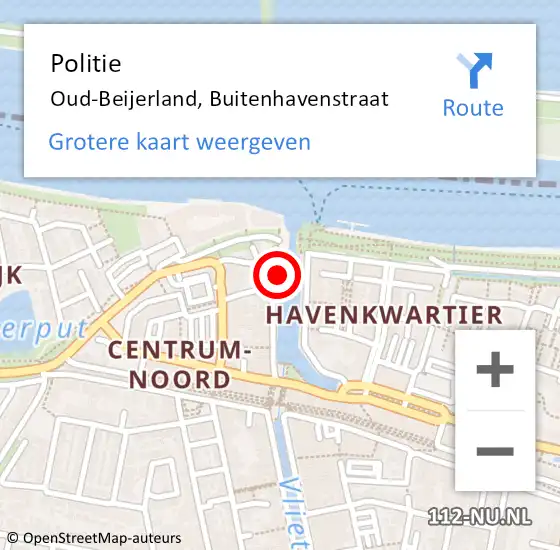 Locatie op kaart van de 112 melding: Politie Oud-Beijerland, Buitenhavenstraat op 12 oktober 2019 11:34