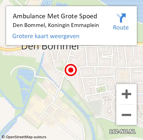 Locatie op kaart van de 112 melding: Ambulance Met Grote Spoed Naar Den Bommel, Koningin Emmaplein op 12 oktober 2019 11:55