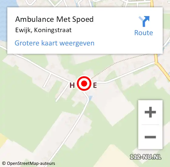 Locatie op kaart van de 112 melding: Ambulance Met Spoed Naar Ewijk, Koningstraat op 12 oktober 2019 12:32