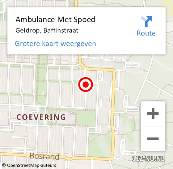 Locatie op kaart van de 112 melding: Ambulance Met Spoed Naar Geldrop, Baffinstraat op 12 oktober 2019 12:52