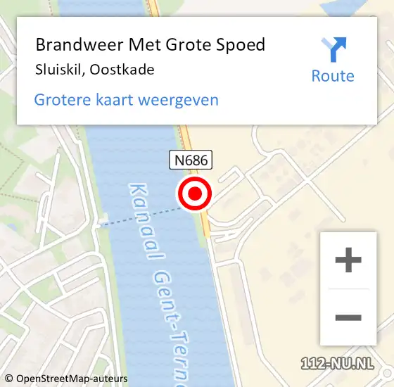 Locatie op kaart van de 112 melding: Brandweer Met Grote Spoed Naar Sluiskil, Oostkade op 12 oktober 2019 13:16