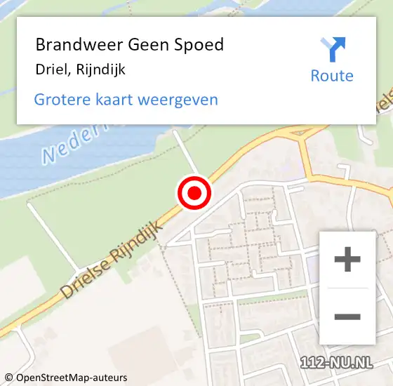 Locatie op kaart van de 112 melding: Brandweer Geen Spoed Naar Driel, Rijndijk op 12 oktober 2019 14:40
