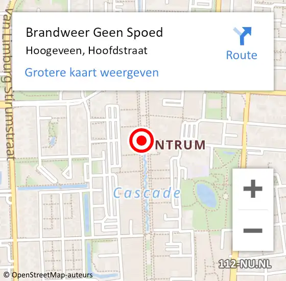 Locatie op kaart van de 112 melding: Brandweer Geen Spoed Naar Hoogeveen, Hoofdstraat op 12 oktober 2019 15:15