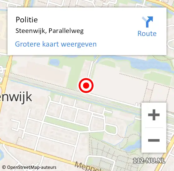 Locatie op kaart van de 112 melding: Politie Steenwijk, Parallelweg op 12 oktober 2019 16:42