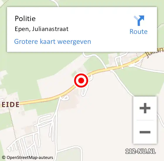 Locatie op kaart van de 112 melding: Politie Epen, Julianastraat op 12 oktober 2019 17:13