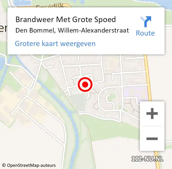 Locatie op kaart van de 112 melding: Brandweer Met Grote Spoed Naar Den Bommel, Willem-Alexanderstraat op 12 oktober 2019 17:14