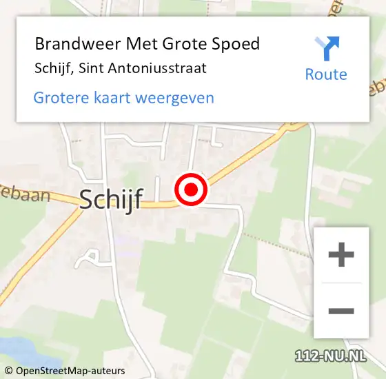 Locatie op kaart van de 112 melding: Brandweer Met Grote Spoed Naar Schijf, Sint Antoniusstraat op 12 oktober 2019 17:26