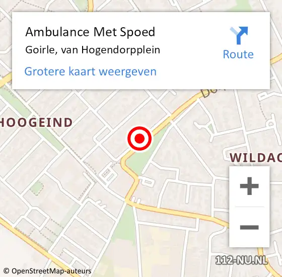 Locatie op kaart van de 112 melding: Ambulance Met Spoed Naar Goirle, van Hogendorpplein op 12 oktober 2019 18:25