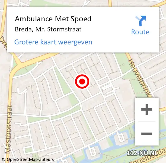 Locatie op kaart van de 112 melding: Ambulance Met Spoed Naar Breda, Mr. Stormstraat op 12 oktober 2019 18:43