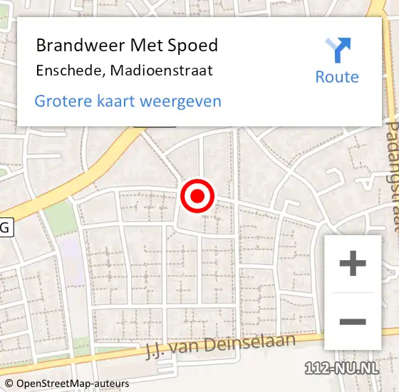 Locatie op kaart van de 112 melding: Brandweer Met Spoed Naar Enschede, Madioenstraat op 12 oktober 2019 19:59