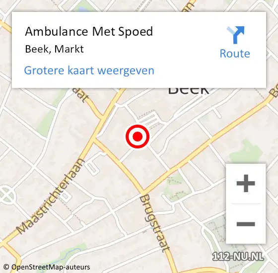 Locatie op kaart van de 112 melding: Ambulance Met Spoed Naar Beek, Markt op 12 oktober 2019 20:49