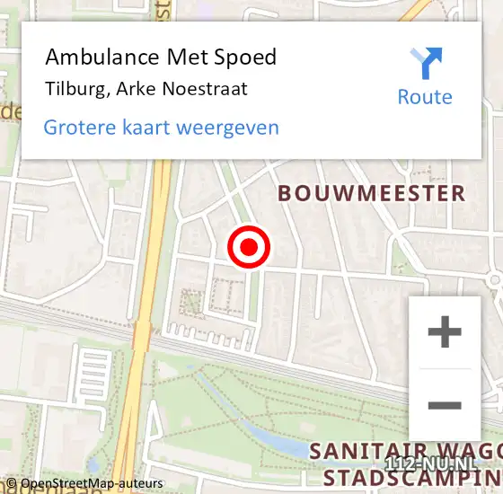 Locatie op kaart van de 112 melding: Ambulance Met Spoed Naar Tilburg, Arke Noestraat op 12 oktober 2019 20:52