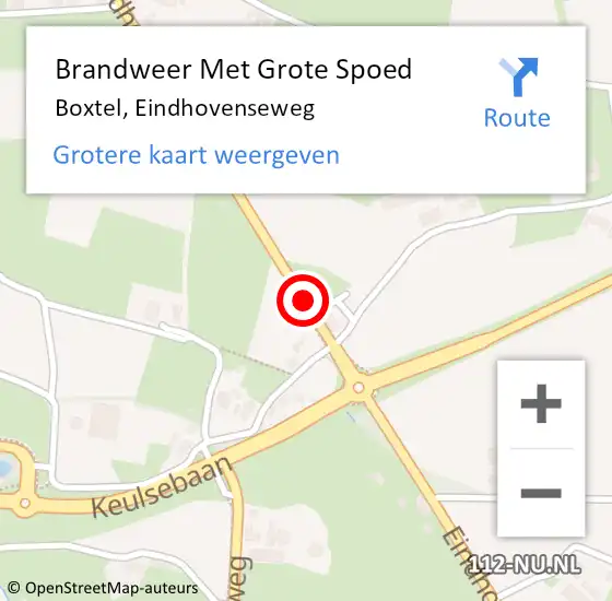 Locatie op kaart van de 112 melding: Brandweer Met Grote Spoed Naar Boxtel, Eindhovenseweg op 12 oktober 2019 21:23