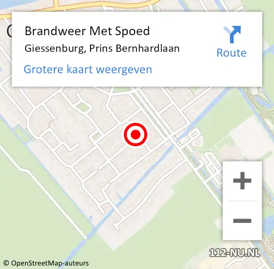Locatie op kaart van de 112 melding: Brandweer Met Spoed Naar Giessenburg, Prins Bernhardlaan op 12 oktober 2019 21:43