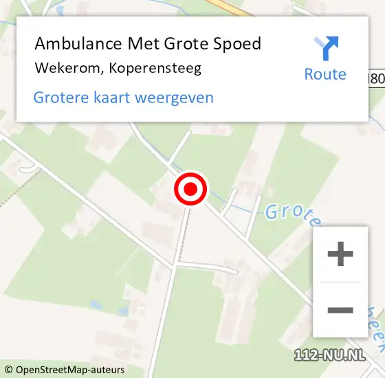 Locatie op kaart van de 112 melding: Ambulance Met Grote Spoed Naar Wekerom, Koperensteeg op 12 oktober 2019 22:08
