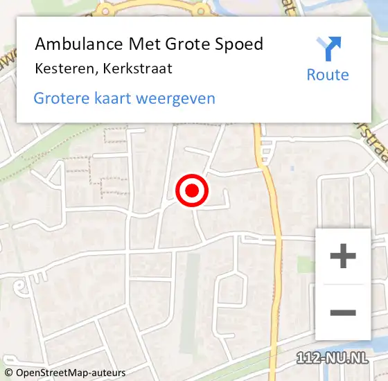 Locatie op kaart van de 112 melding: Ambulance Met Grote Spoed Naar Kesteren, Kerkstraat op 12 oktober 2019 23:31