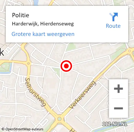 Locatie op kaart van de 112 melding: Politie Harderwijk, Hierdenseweg op 12 oktober 2019 23:40