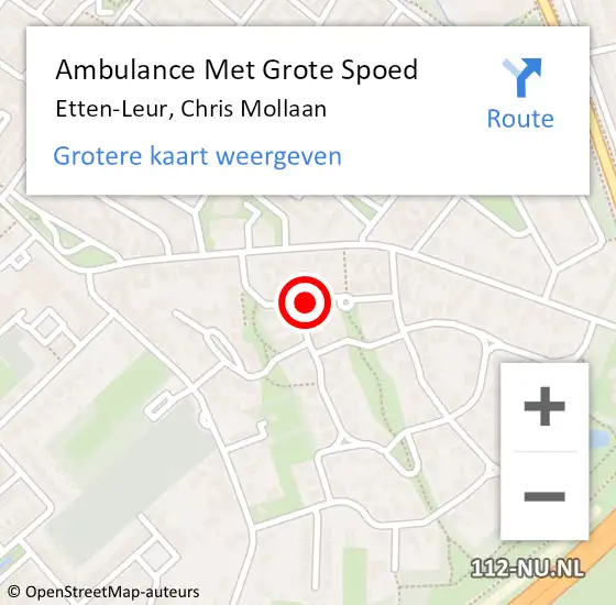 Locatie op kaart van de 112 melding: Ambulance Met Grote Spoed Naar Etten-Leur, Chris Mollaan op 13 oktober 2019 01:08