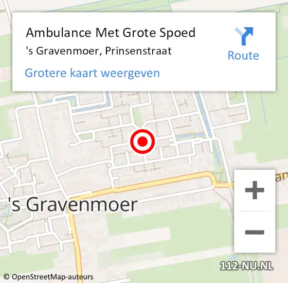 Locatie op kaart van de 112 melding: Ambulance Met Grote Spoed Naar 's Gravenmoer, Prinsenstraat op 13 oktober 2019 01:09