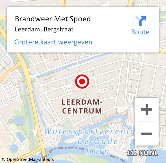 Locatie op kaart van de 112 melding: Brandweer Met Spoed Naar Leerdam, Bergstraat op 13 oktober 2019 03:15