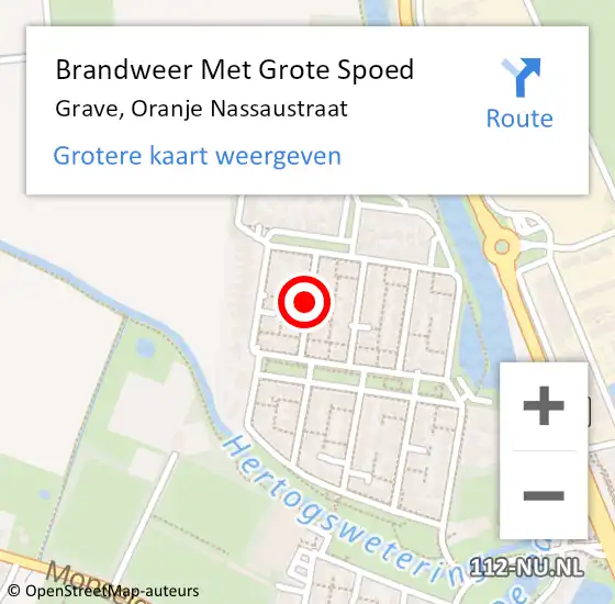 Locatie op kaart van de 112 melding: Brandweer Met Grote Spoed Naar Grave, Oranje Nassaustraat op 13 oktober 2019 03:28