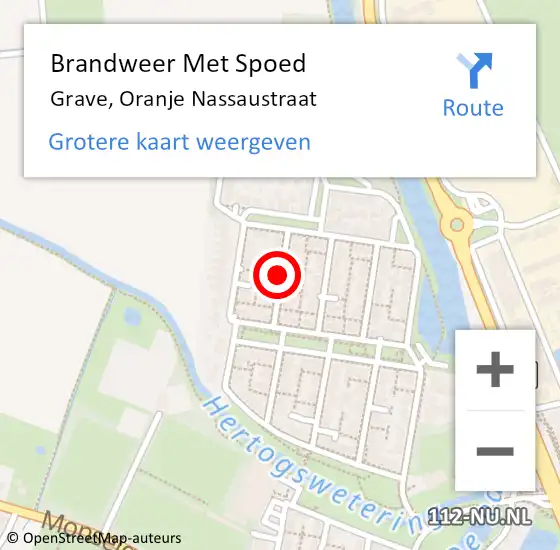 Locatie op kaart van de 112 melding: Brandweer Met Spoed Naar Grave, Oranje Nassaustraat op 13 oktober 2019 04:17