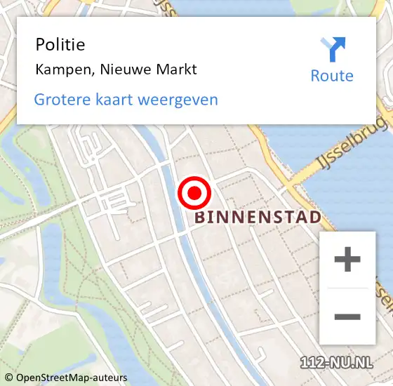 Locatie op kaart van de 112 melding: Politie Kampen, Nieuwe Markt op 13 oktober 2019 04:18