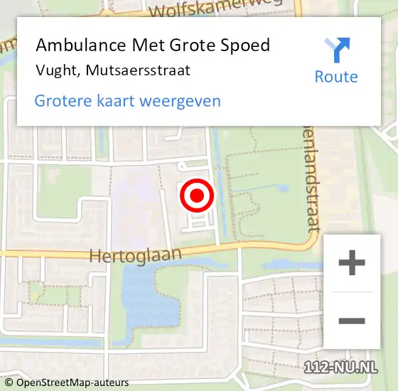 Locatie op kaart van de 112 melding: Ambulance Met Grote Spoed Naar Vught, Mutsaersstraat op 13 oktober 2019 09:22