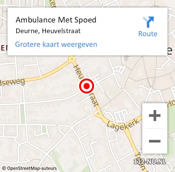 Locatie op kaart van de 112 melding: Ambulance Met Spoed Naar Deurne, Heuvelstraat op 13 oktober 2019 09:27