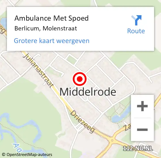 Locatie op kaart van de 112 melding: Ambulance Met Spoed Naar Berlicum, Molenstraat op 13 oktober 2019 09:41