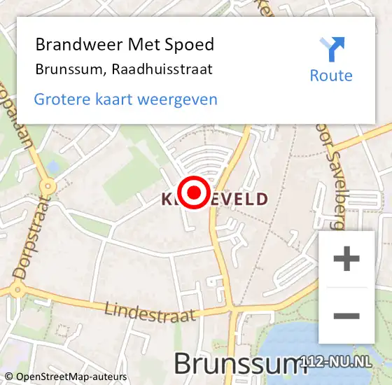 Locatie op kaart van de 112 melding: Brandweer Met Spoed Naar Brunssum, Raadhuisstraat op 13 oktober 2019 11:11