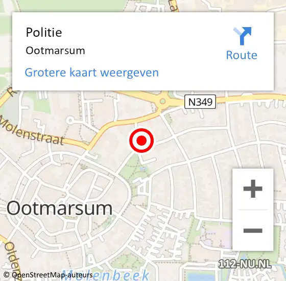 Locatie op kaart van de 112 melding: Politie Ootmarsum op 13 oktober 2019 11:15