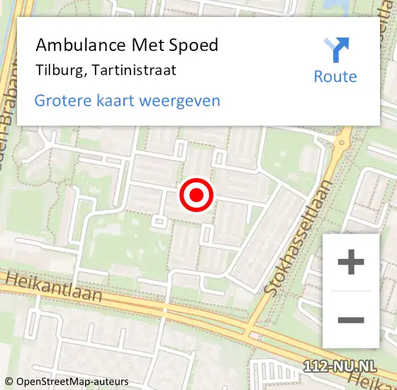 Locatie op kaart van de 112 melding: Ambulance Met Spoed Naar Tilburg, Tartinistraat op 13 oktober 2019 11:48