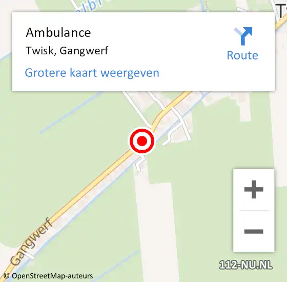 Locatie op kaart van de 112 melding: Ambulance Twisk, Gangwerf op 13 oktober 2019 12:04