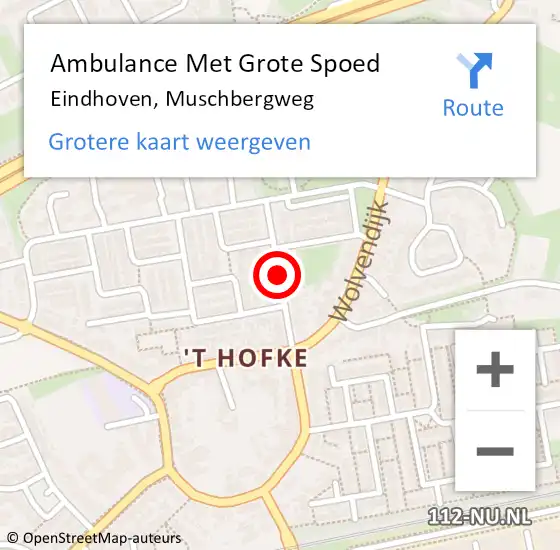 Locatie op kaart van de 112 melding: Ambulance Met Grote Spoed Naar Eindhoven, Muschbergweg op 13 oktober 2019 12:35