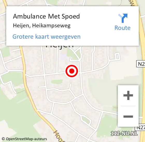 Locatie op kaart van de 112 melding: Ambulance Met Spoed Naar Heijen, Heikampseweg op 13 oktober 2019 12:43