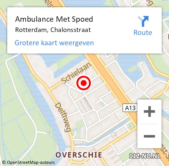 Locatie op kaart van de 112 melding: Ambulance Met Spoed Naar Rotterdam, Chalonsstraat op 13 oktober 2019 12:54