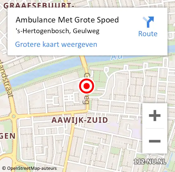 Locatie op kaart van de 112 melding: Ambulance Met Grote Spoed Naar 's-Hertogenbosch, Geulweg op 13 oktober 2019 13:01