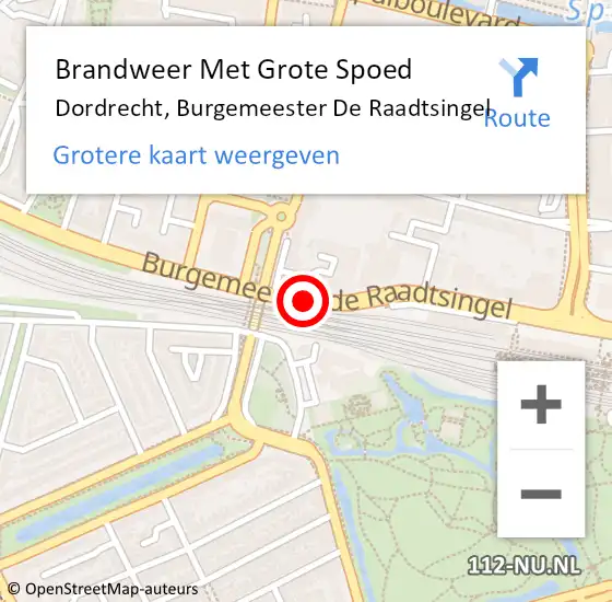 Locatie op kaart van de 112 melding: Brandweer Met Grote Spoed Naar Dordrecht, Burgemeester De Raadtsingel op 13 oktober 2019 13:02