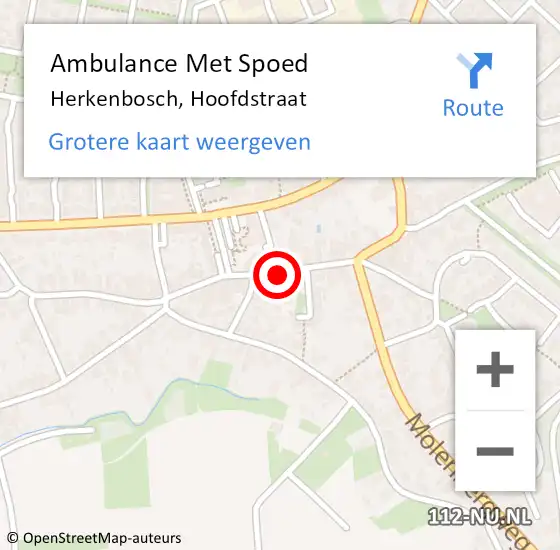 Locatie op kaart van de 112 melding: Ambulance Met Spoed Naar Herkenbosch, Hoofdstraat op 13 oktober 2019 13:05