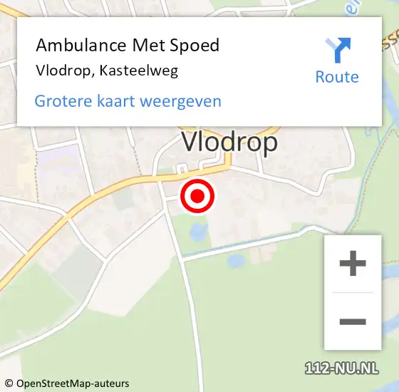 Locatie op kaart van de 112 melding: Ambulance Met Spoed Naar Vlodrop, Kasteelweg op 13 oktober 2019 13:20