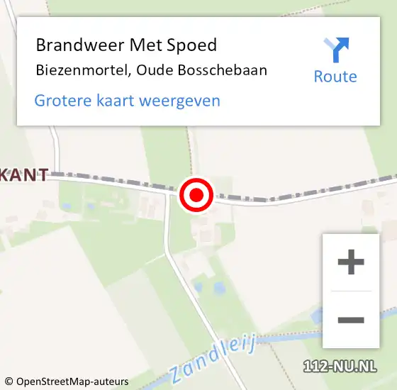 Locatie op kaart van de 112 melding: Brandweer Met Spoed Naar Biezenmortel, Oude Bosschebaan op 13 oktober 2019 13:41