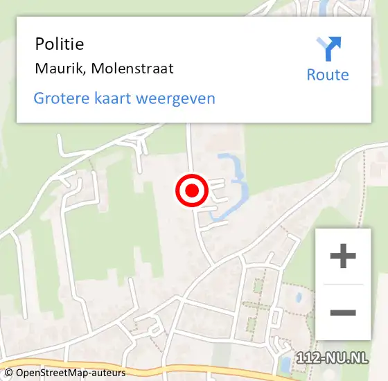 Locatie op kaart van de 112 melding: Politie Maurik, Molenstraat op 13 oktober 2019 14:46