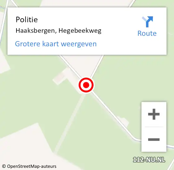 Locatie op kaart van de 112 melding: Politie Haaksbergen, Hegebeekweg op 13 oktober 2019 14:52